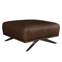 HOCKER in Leder Dunkelbraun  - Dunkelbraun/Schwarz, Design, Leder/Metall (95/46/80cm) - Livetastic