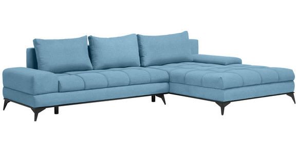 ECKSOFA Blau Webstoff  - Blau/Schwarz, Design, Textil/Metall (315/212cm) - Carryhome