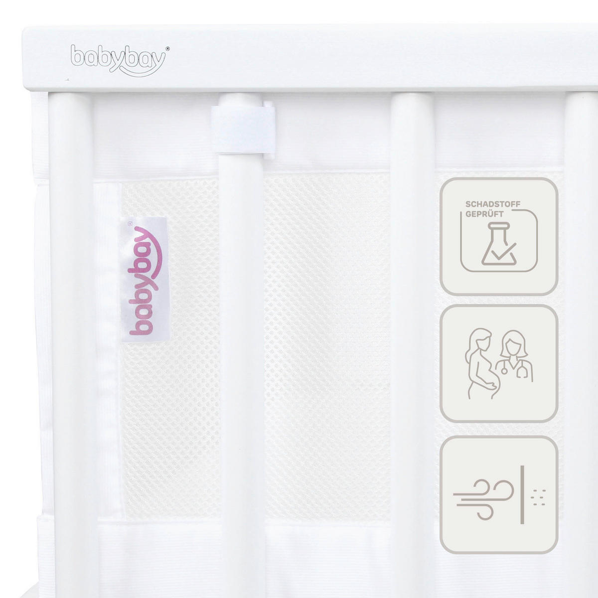 NESTCHEN babybay Nestchen 3D Mesh  - Weiß, Basics, Naturmaterialien (149/24/2cm) - Tobi