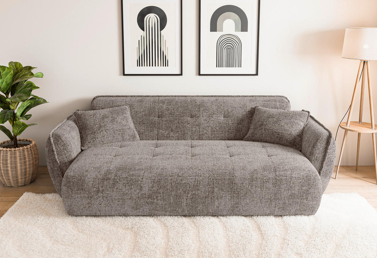 VIERSITZER-SOFA Nelia Chenille Braun  - Schwarz/Braun, Design, Kunststoff/Textil (250/81/114cm) - P & B