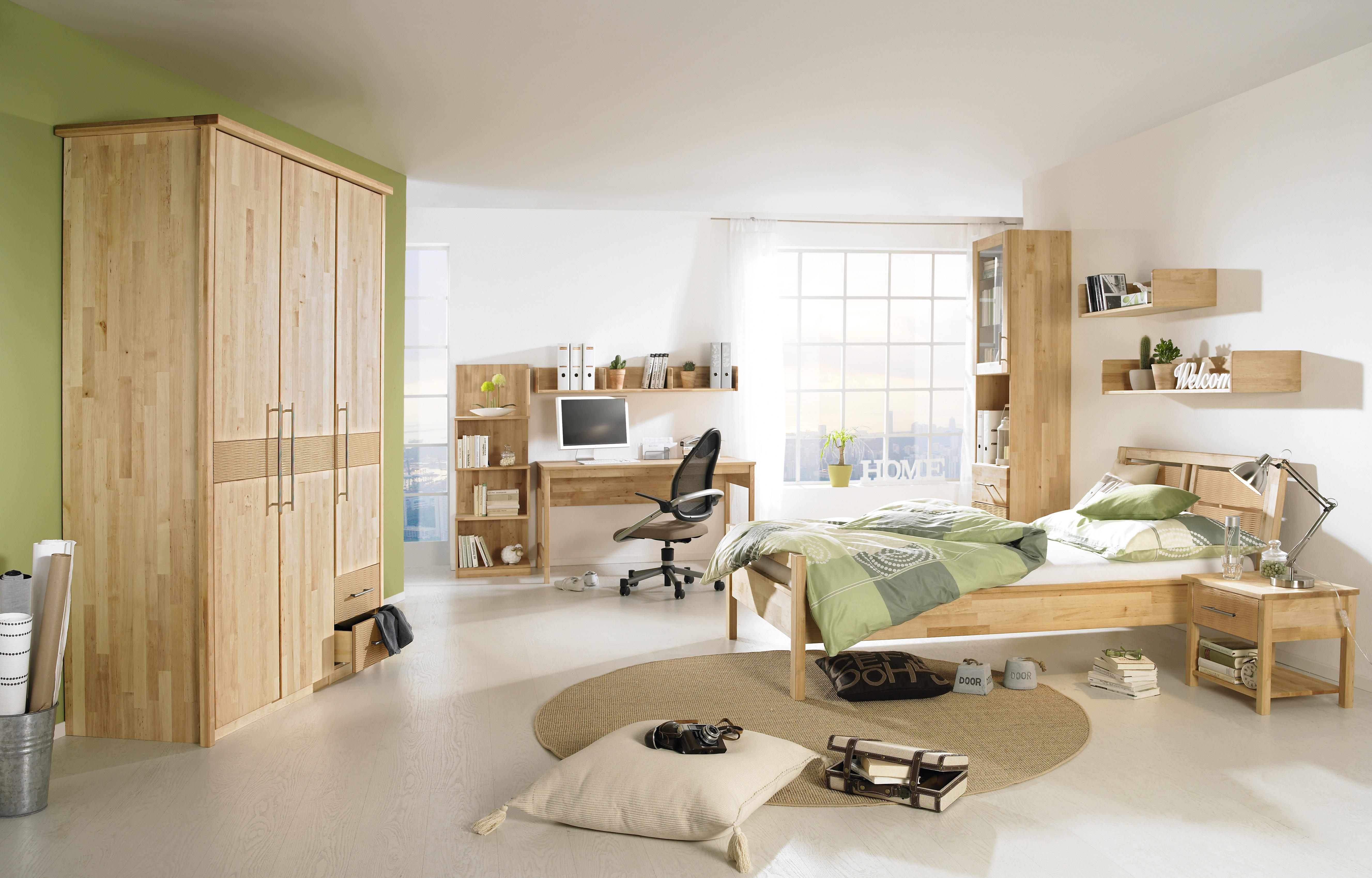 DREHTÜRENSCHRANK 141/215/65 cm 3-türig  - Chromfarben/Erlefarben, Natur, Holz/Metall (141/215/65cm) - Linea Natura