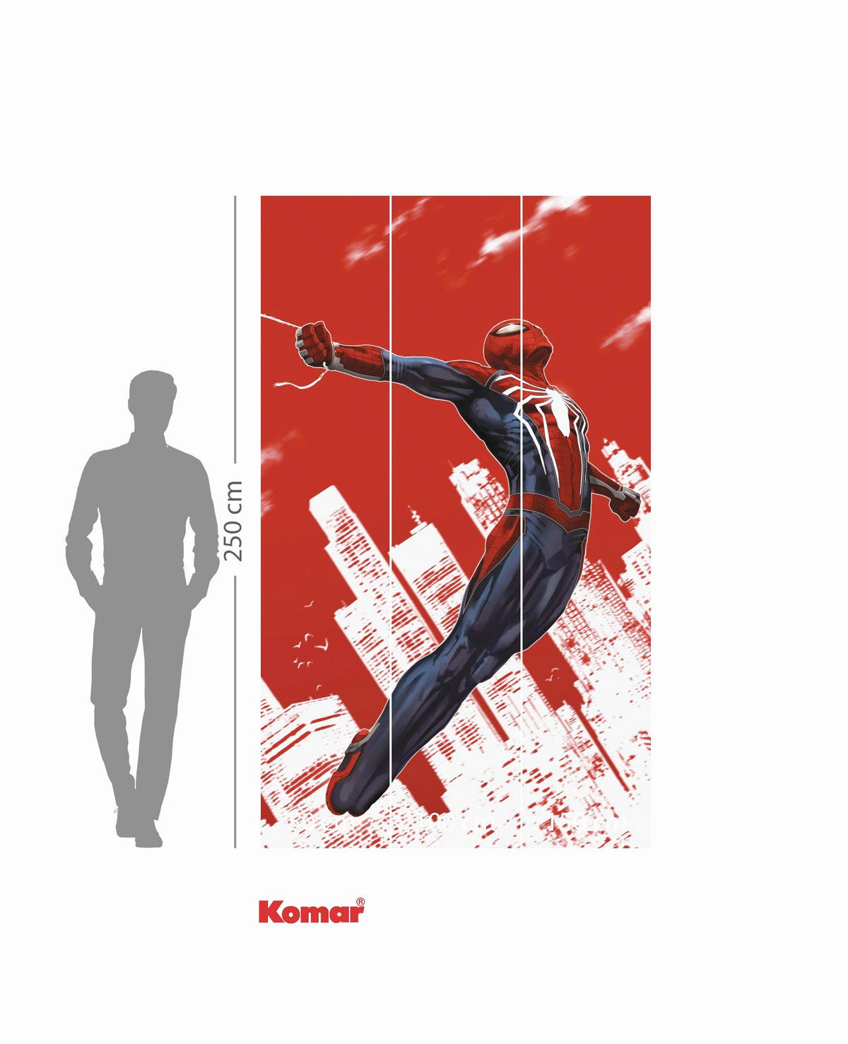 FOTOTAPETE SPIDER-MAN RED SWING  - Rot, Design, Textil (150/250cm) - Marvel
