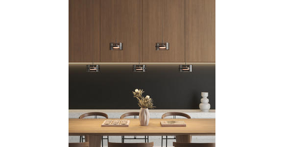 LED-HÄNGELEUCHTE 128/16/150 cm  - Schwarz, Design, Glas/Kunststoff (128/16/150cm) - Novel