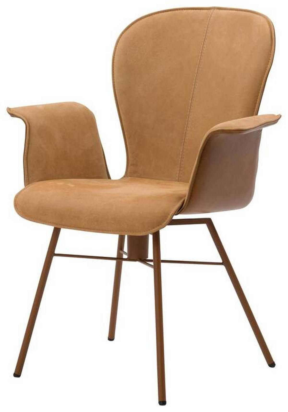 ARMLEHNSTUHL DREHBAR  in Echtleder naturbelassen  - Hellbraun/Cognac, Design, Leder/Metall (69/91/61cm) - Bert Plantagie