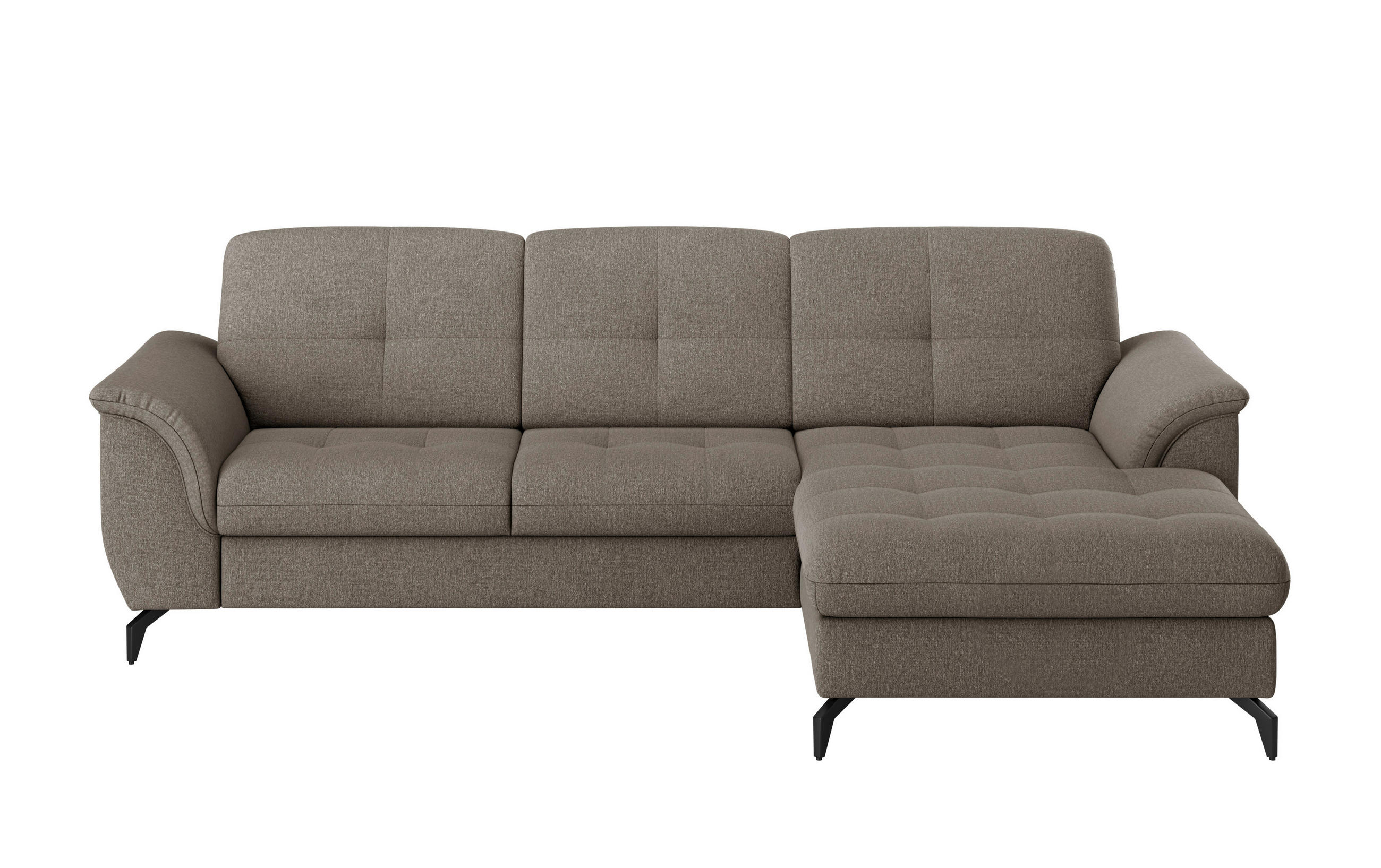 ECKSOFA in Flachgewebe Schlammfarben  262/164 cm  - Schlammfarben/Schwarz, MODERN, Textil/Metall (262/164cm) - Sit & More