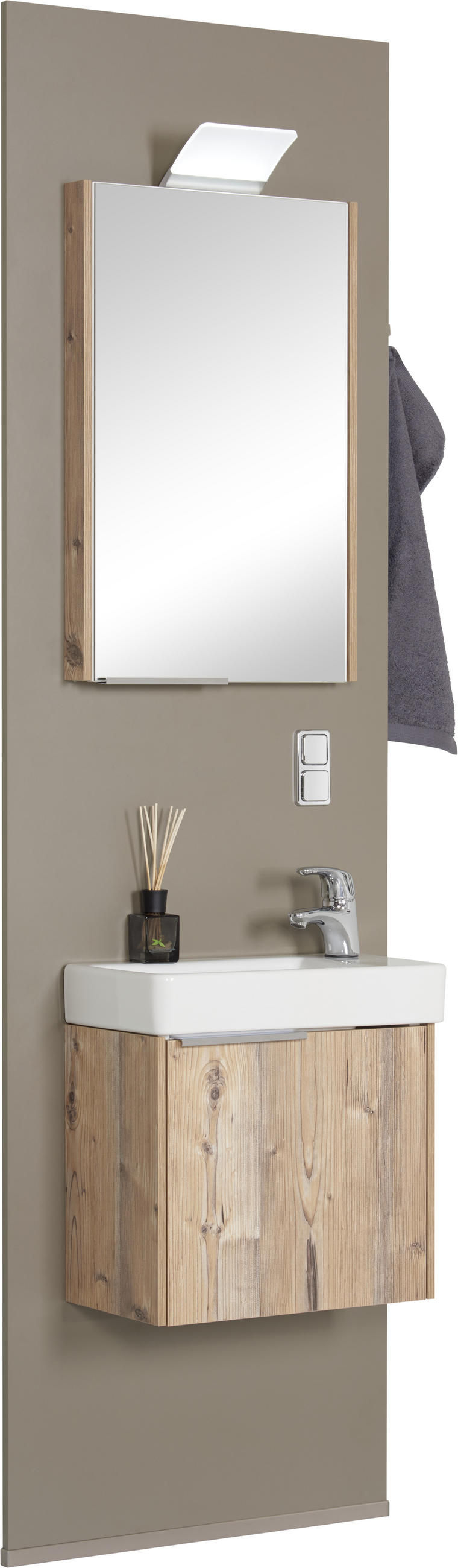 BADEZIMMER  in 64 cm  - Fichtefarben/Braun, KONVENTIONELL, Glas/Keramik (64cm) - Moderano