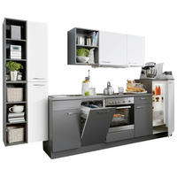 KÜCHENBLOCK 320 cm   in Anthrazit, Weiß  - Edelstahlfarben/Anthrazit, Design, Holzwerkstoff/Metall (320cm) - Welnova