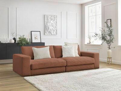 3-SITZER-SOFA LEONARD Cord Orange  - Schwarz/Orange, MODERN, Kunststoff/Textil (274/77/109cm)