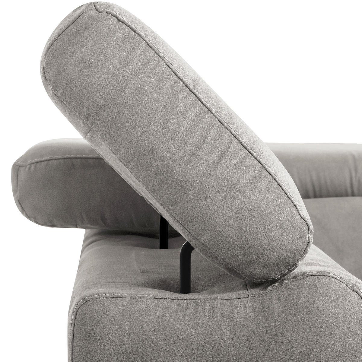 ECKSOFA SONO in Lederlook Grau Armteilverstellung, Kopfteilverstellung  210/265 cm  - Schwarz/Grau, Design, Textil/Metall (210/265cm) - Livetastic
