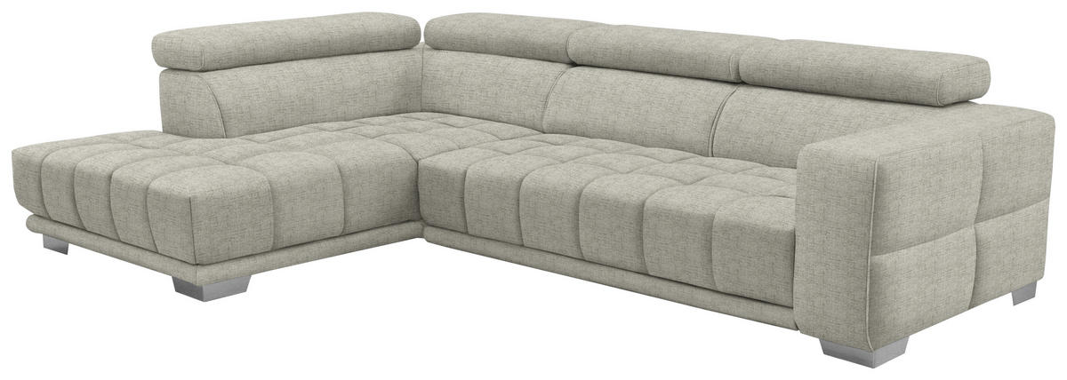 ECKSOFA in Chenille Beige  - Chromfarben/Beige, Design, Textil (207/301cm) - Xora