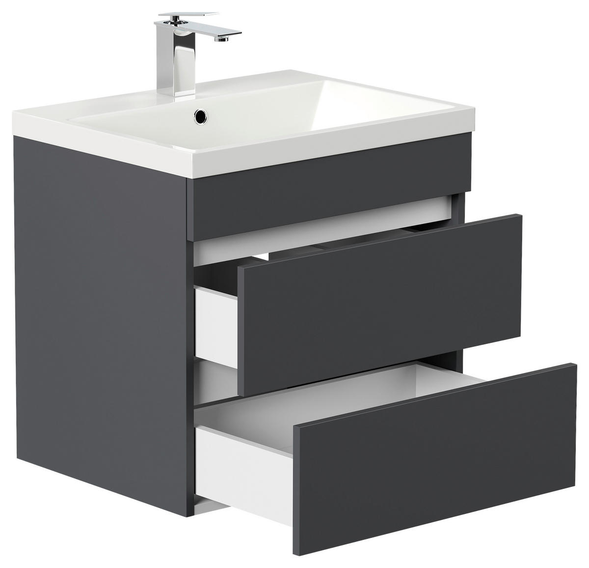 WASCHTISCHKOMBI 60 cm  - Graphitfarben/Weiß, Basics, Keramik/Holzwerkstoff (60cm) - MID.YOU