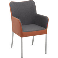 ARMLEHNSTUHL  in Edelstahl Filz Echtleder pigmentiert  - Edelstahlfarben/Dunkelgrau, Design, Leder/Textil (57/89/63cm) - Bert Plantagie