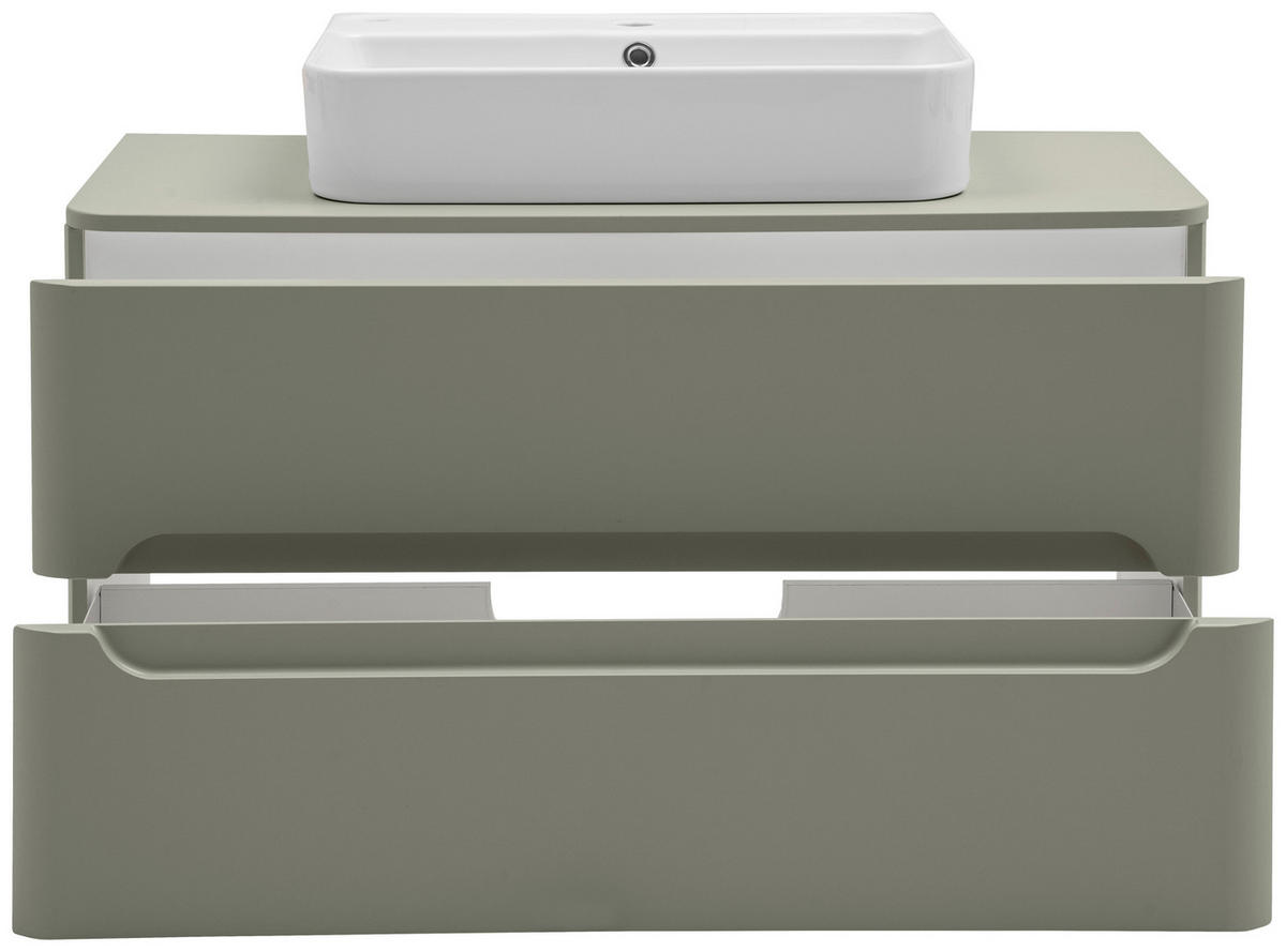 WASCHTISCHKOMBI 101 cm  - Schilfgrün/Weiß, KONVENTIONELL, Keramik/Holzwerkstoff (101cm) - Xora