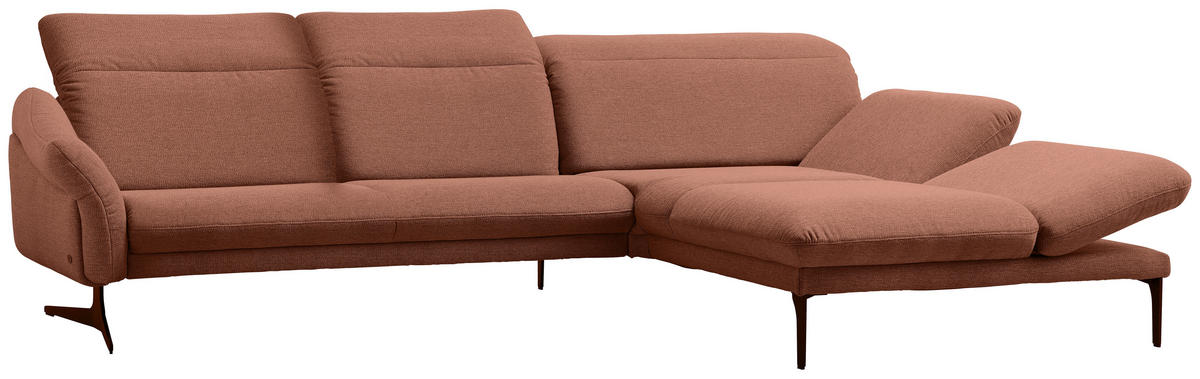 ECKSOFA in Webstoff Terracotta  - Anthrazit/Terracotta, Design, Textil/Metall (299/203cm) - Himolla