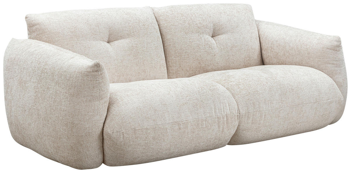 BIGSOFA Struktur Creme  - Creme/Schwarz, Design, Holz/Kunststoff (210/102/79cm) - home24