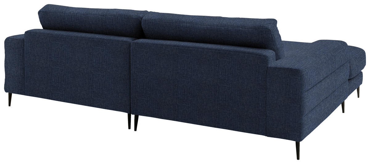 ECKSOFA in Flachgewebe Dunkelblau  177/253 cm  - Schwarz/Dunkelblau, Design, Textil/Metall (177/253cm) - Dieter Knoll