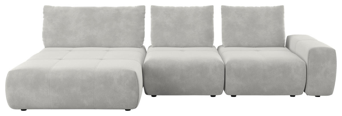 ECKSOFA  in Velours Hellgrau  174/347 cm  - Hellgrau/Schwarz, Design, Kunststoff/Textil (174/347cm) - Xora