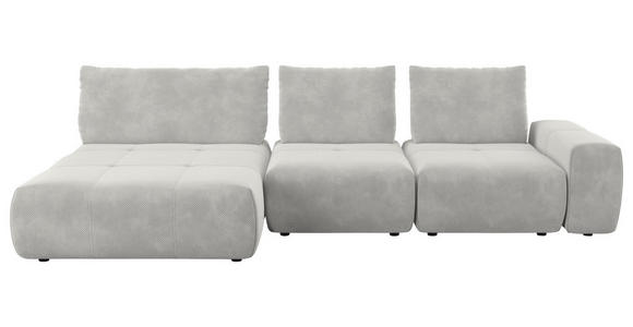 ECKSOFA  in Velours Hellgrau  174/347 cm  - Hellgrau/Schwarz, Design, Kunststoff/Textil (174/347cm) - Xora