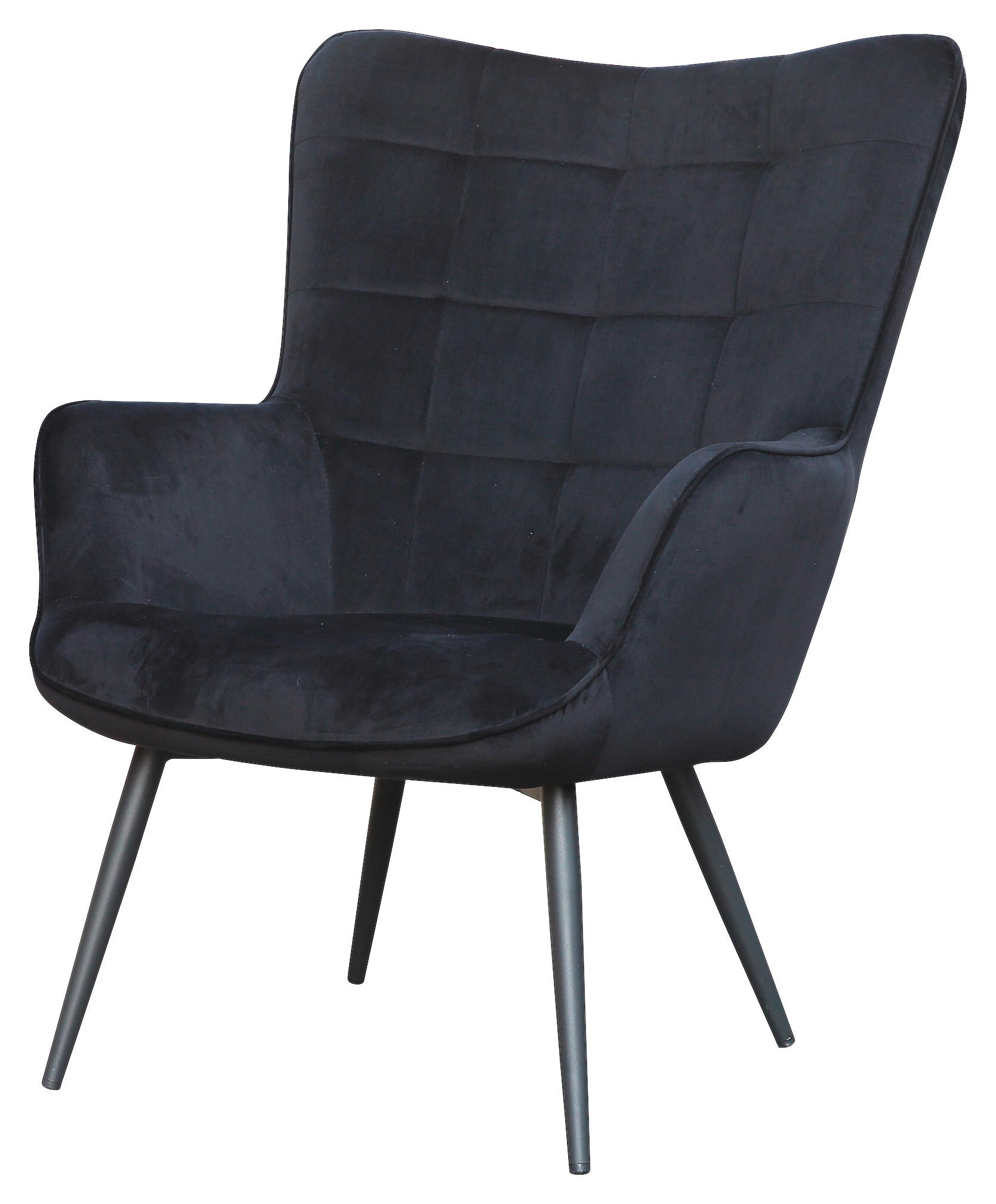 OHRENSESSEL Samt Schwarz    - Schwarz, MODERN, Textil/Metall (72/97/80cm) - MID.YOU