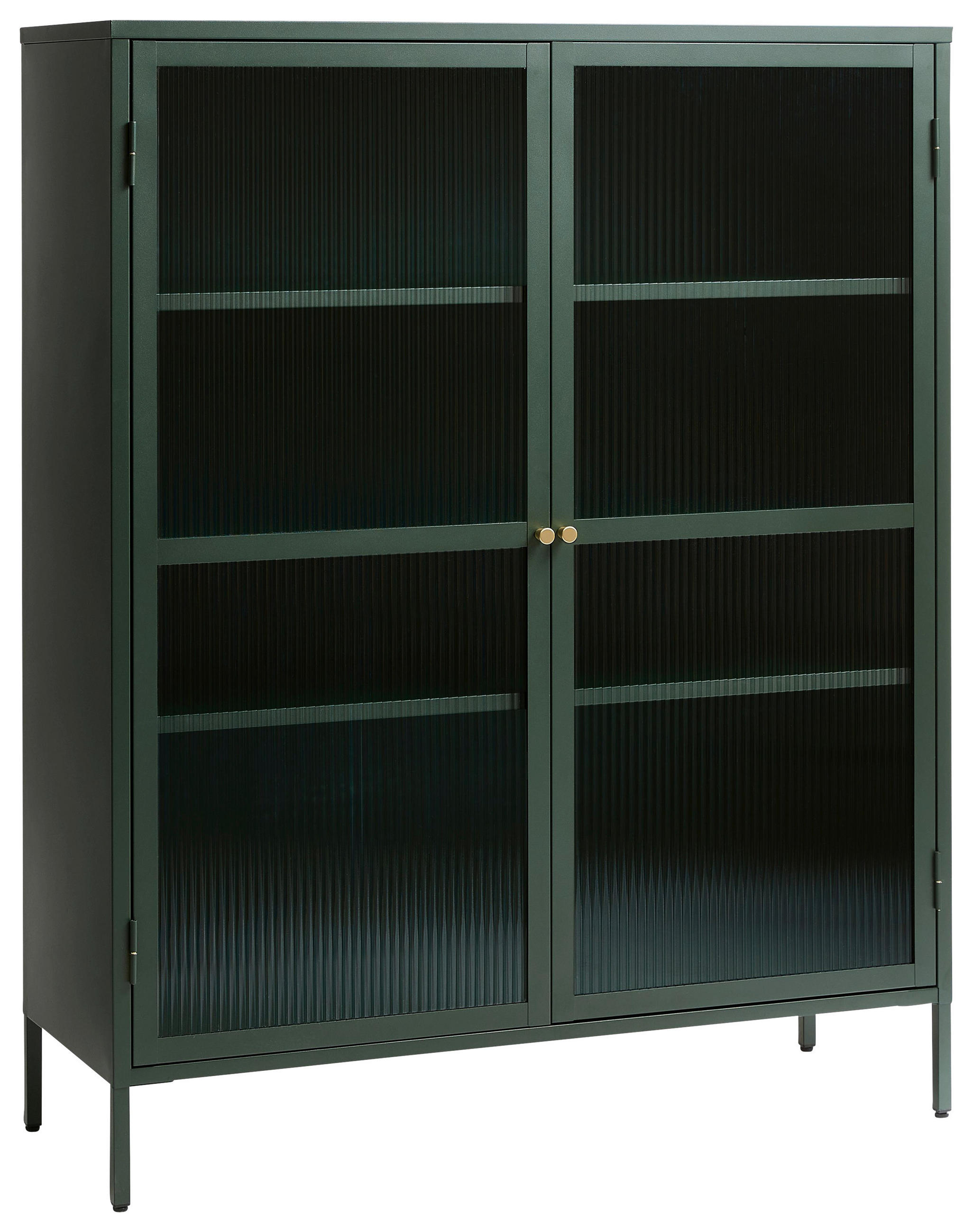 HÖG BYRÅ grön, guldfärgad  110/140/40 cm  - grön/guldfärgad, Design, metall/glas (110/140/40cm) - Lomoco