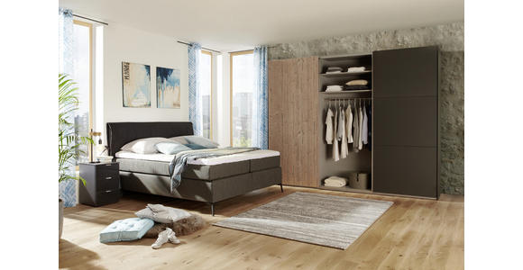 BOXSPRINGBETT 160/200 cm in Anthrazit, Schwarz - Anthrazit/Schwarz, Design, Textil/Metall (160/200cm) - Hom`in