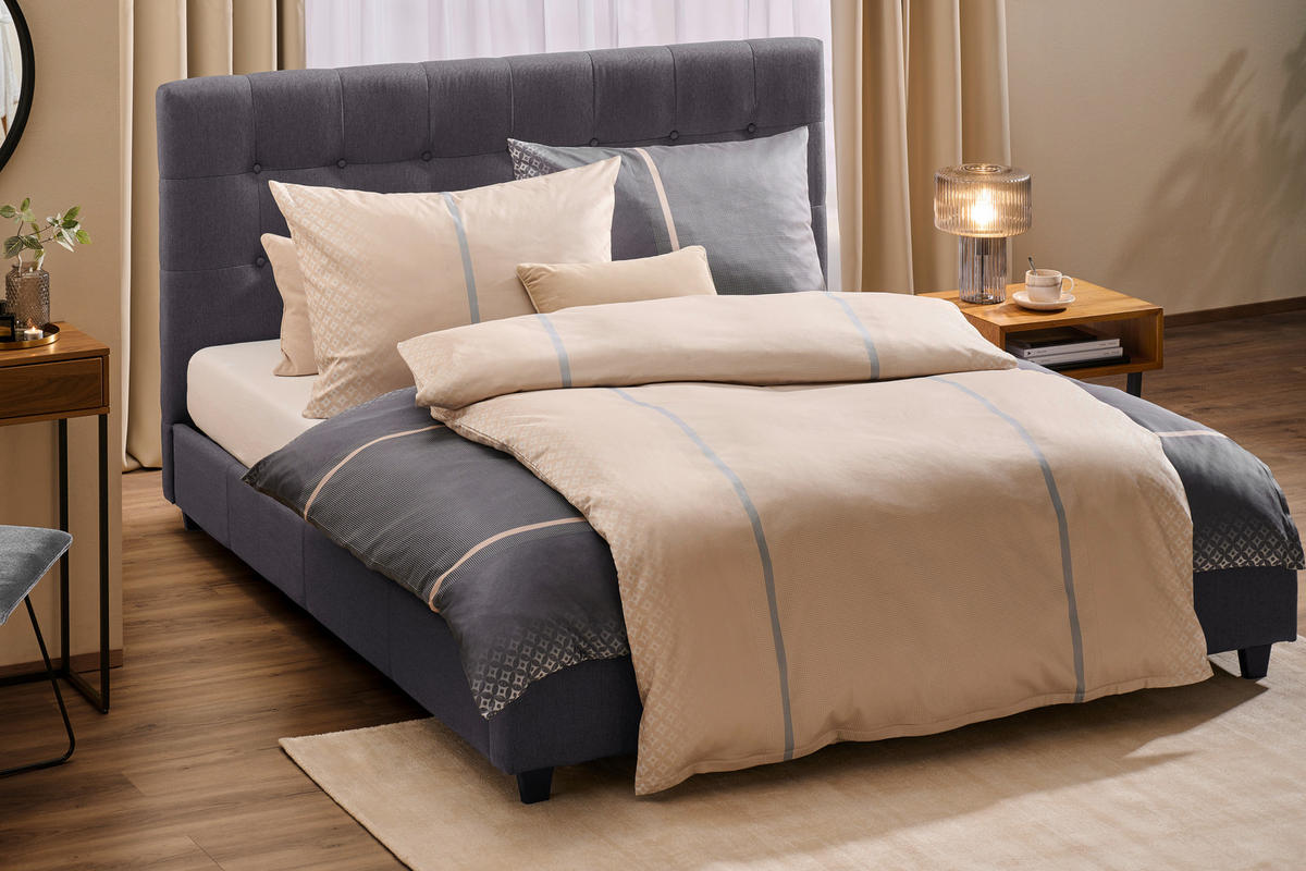 BETTWÄSCHE Makosatin 140/200 cm  - Anthrazit/Graphitfarben, Basics, Naturmaterialien/Textil (140/200cm) - Joop!