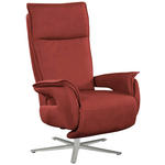 FERNSEHSESSEL Lederlook (vegan) Rot  - Edelstahlfarben/Rot, MODERN, Textil/Metall (77/116/80cm) - Cantus