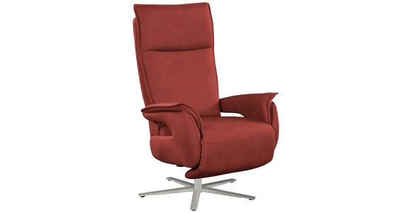 FERNSEHSESSEL Lederlook (vegan) Rot - Edelstahlfarben/Rot, MODERN, Textil/Metall (77/116/80cm) - Cantus
