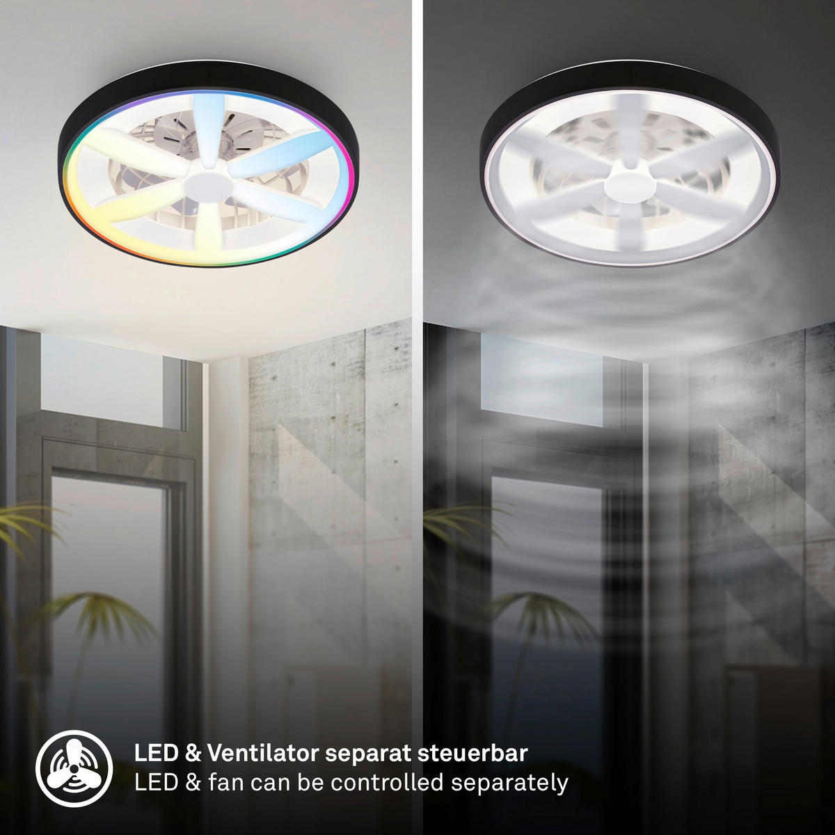 DECKENVENTILATOR 48./15 cm   - Schwarz/Weiß, Design, Kunststoff (48./15cm)