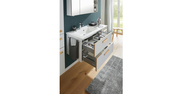 BADEZIMMER  in 113 cm  - Weiß, KONVENTIONELL, Glas/Holzwerkstoff (113cm) - Dieter Knoll