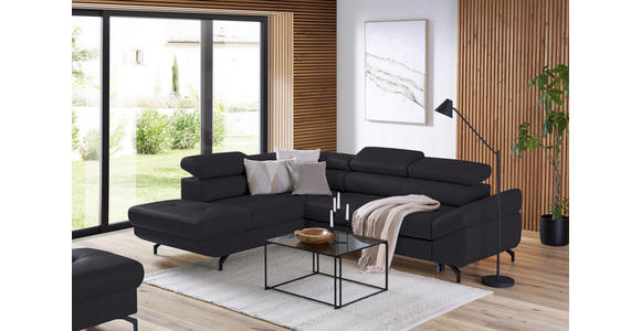 ECKSOFA in Echtleder Dunkelbraun  - Dunkelbraun/Schwarz, Design, Leder/Metall (220/270cm) - Novel