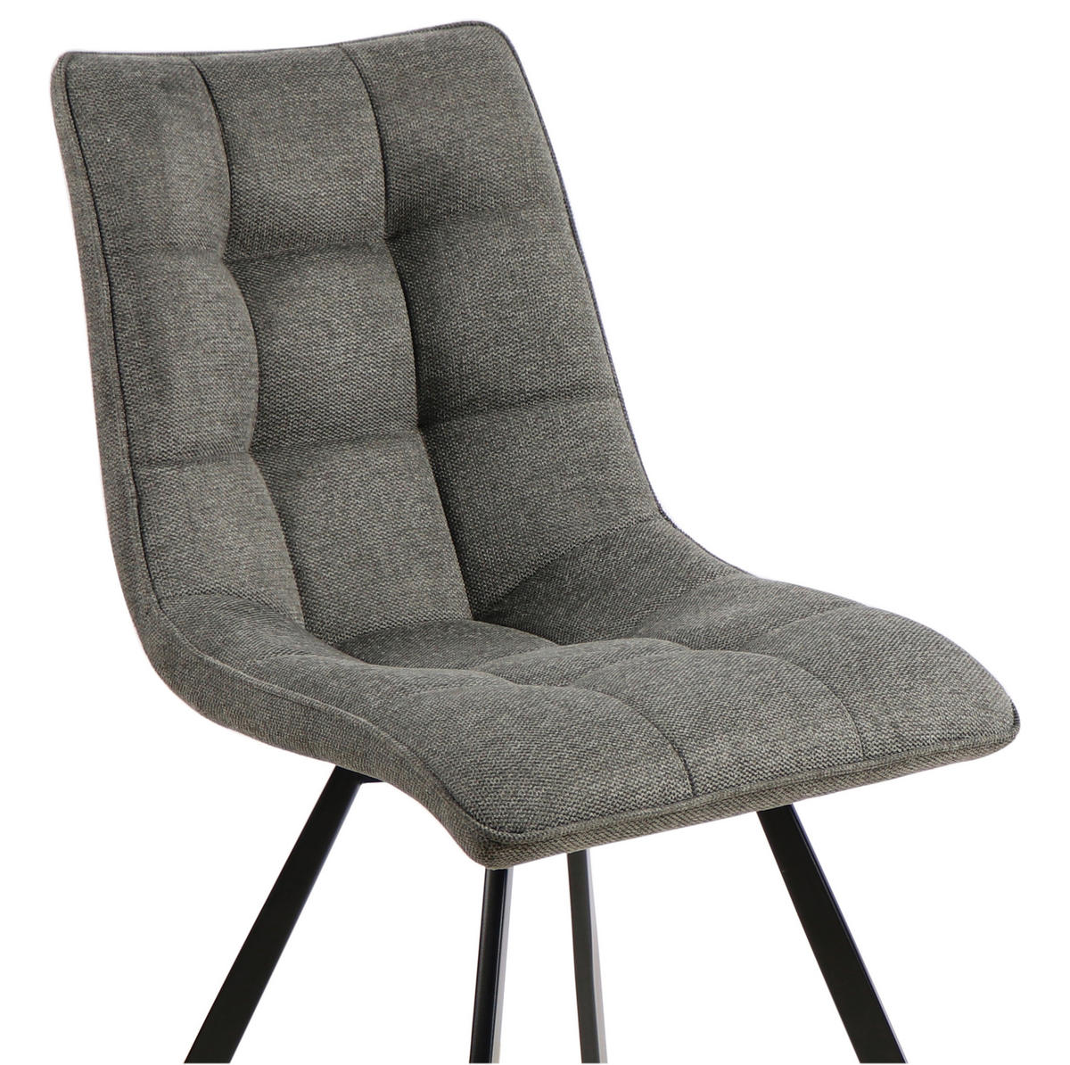 STUHL Leinenoptik Dunkelgrau, Schwarz  - Dunkelgrau/Schwarz, Design, Textil/Metall (47/61/86cm) - Xora