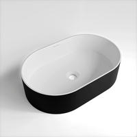 WASCHBECKEN 55/14/35 cm  - Schwarz/Weiß, Basics, Stein (55/14/35cm) - Dieter Knoll