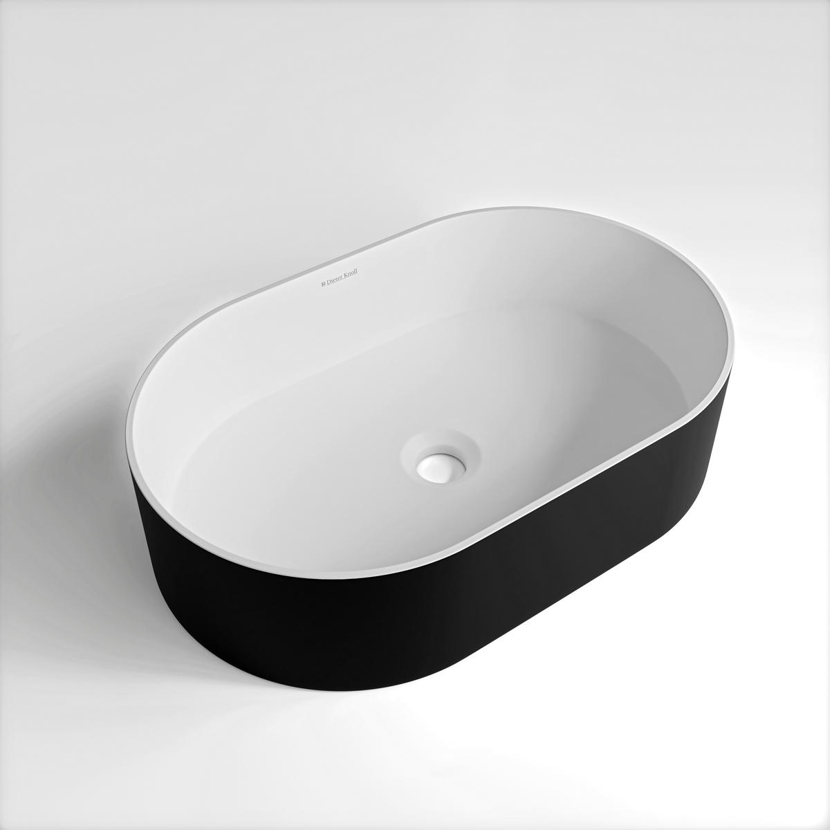 WASCHBECKEN 55/14/35 cm  - Schwarz/Weiß, Basics, Stein (55/14/35cm) - Dieter Knoll