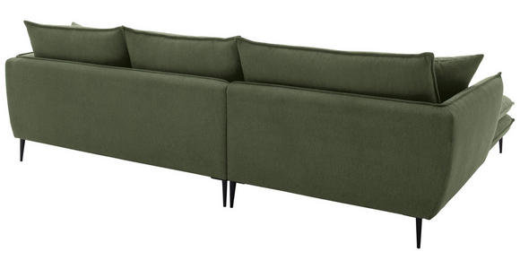ECKSOFA  in Webstoff Grün  196/304 cm  - Schwarz/Grün, KONVENTIONELL, Textil/Metall (196/304cm) - Hom`in