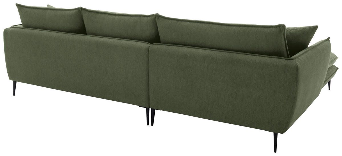 ECKSOFA Grün Webstoff  - Schwarz/Grün, KONVENTIONELL, Textil/Metall (196/304cm) - Hom`in