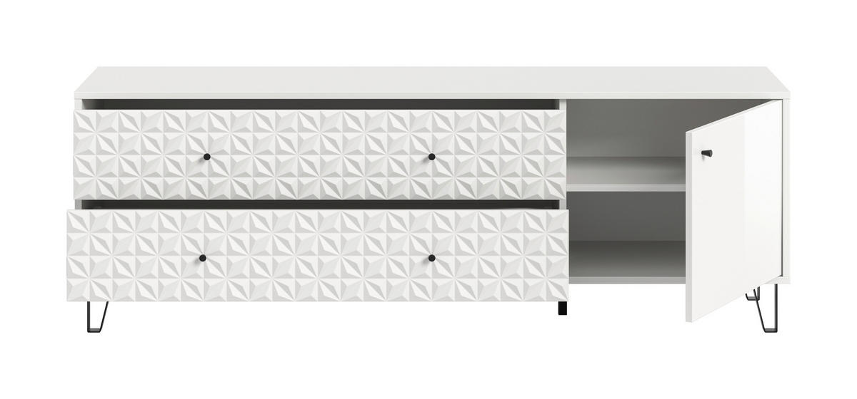 LOWBOARD  in 164/56/40 cm  - Weiß Hochglanz/Schwarz, Design, Holzwerkstoff/Kunststoff (164/56/40cm) - Livetastic