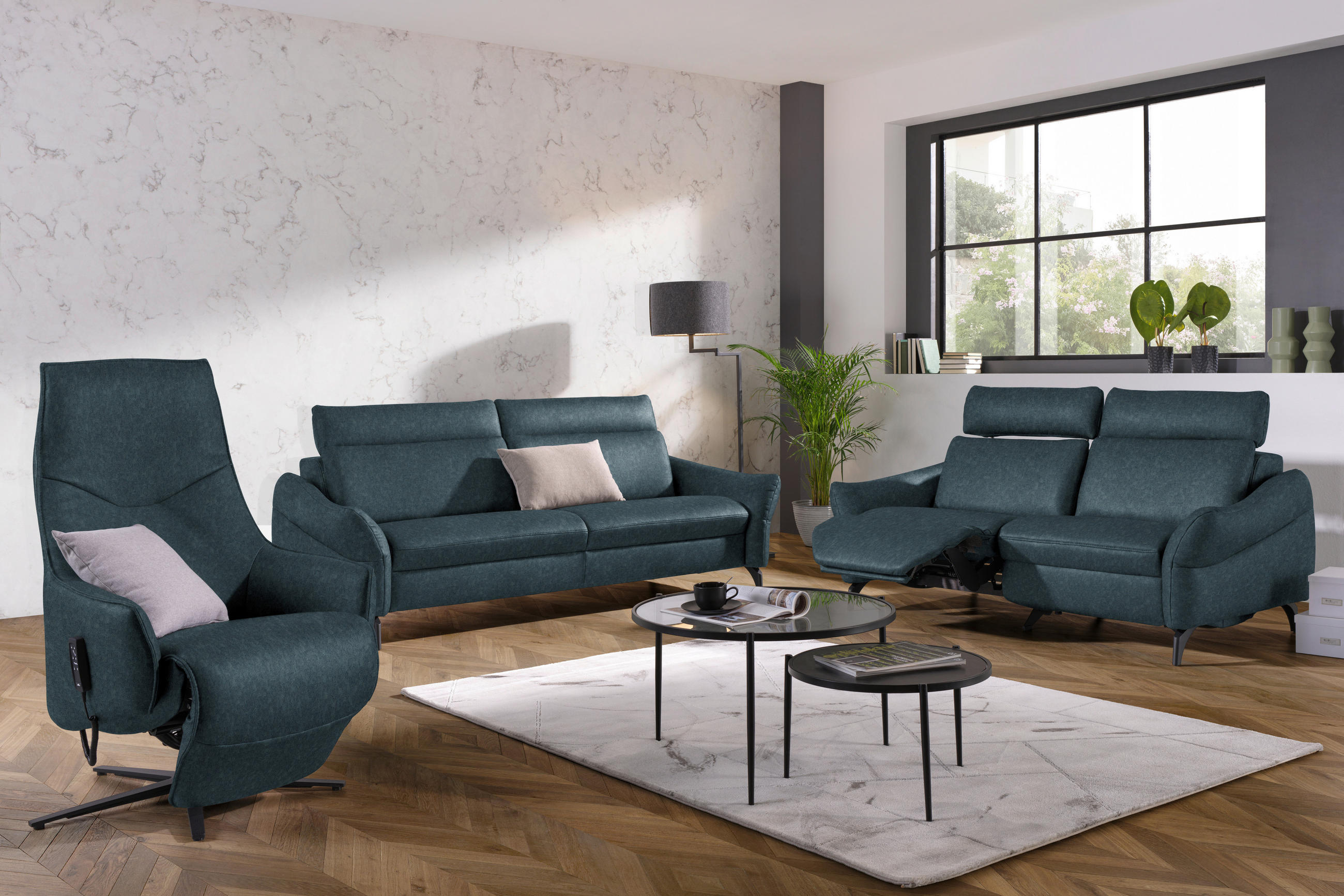 RELAXSESSEL in Leder Petrol  - Anthrazit/Petrol, Design, Leder/Metall (70/85/112cm) - Himolla Komfortklass