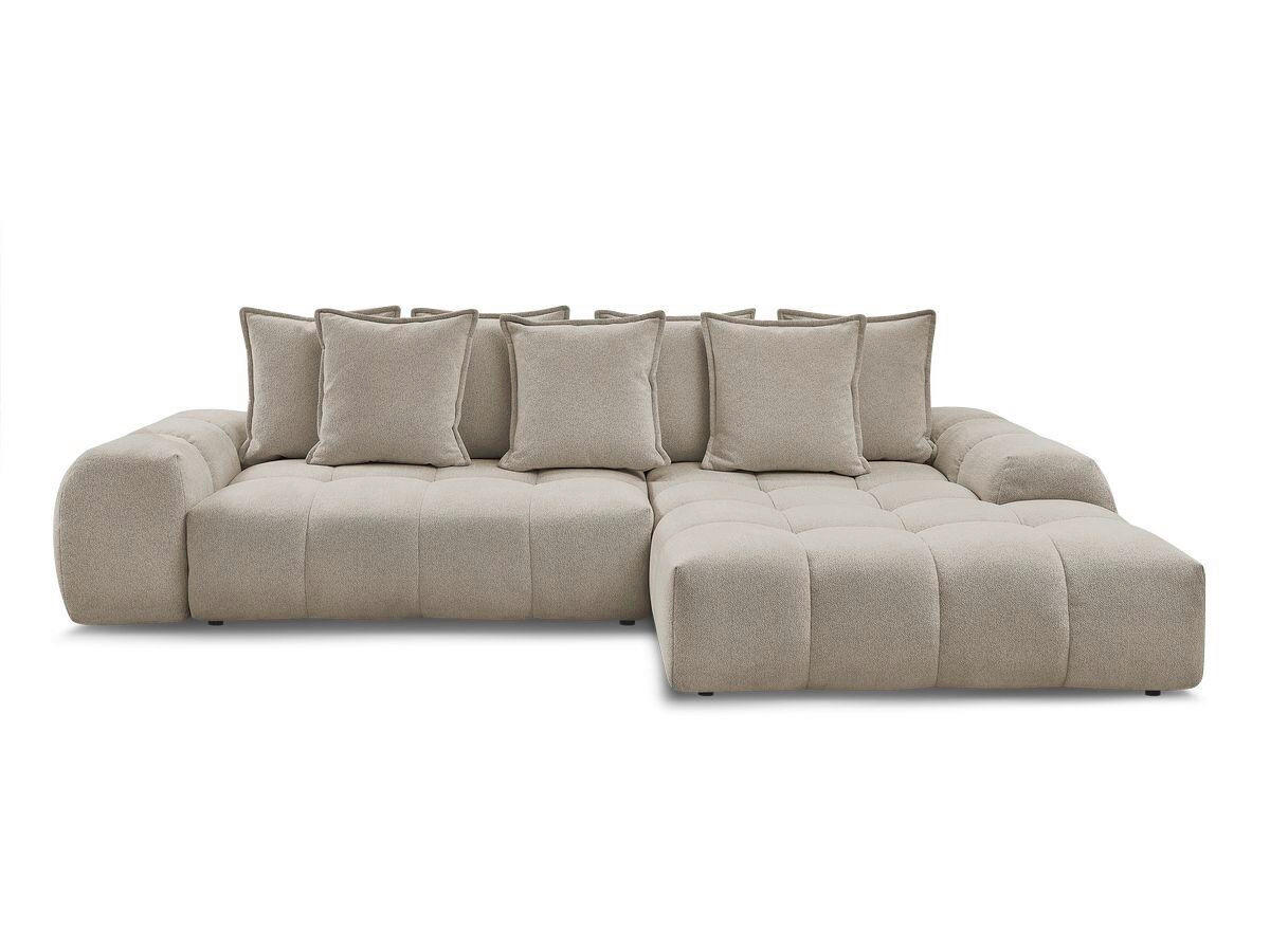 ECKSCHLAFSOFA EVEREST  mit Rücken echt, Armteil links, Armteil rechts Flachgewebe Taupe  - Taupe/Schwarz, MODERN, Kunststoff/Textil (318/180cm) - Livetastic