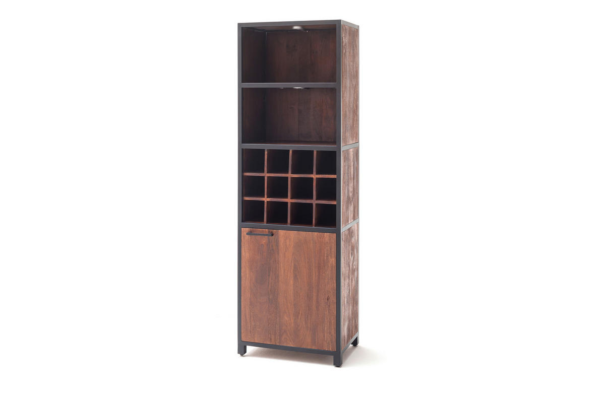 WEINREGAL 60/187/40 cm  - Walnussfarben/Schwarz, LIFESTYLE, Holz/Metall (60/187/40cm) - Livetastic