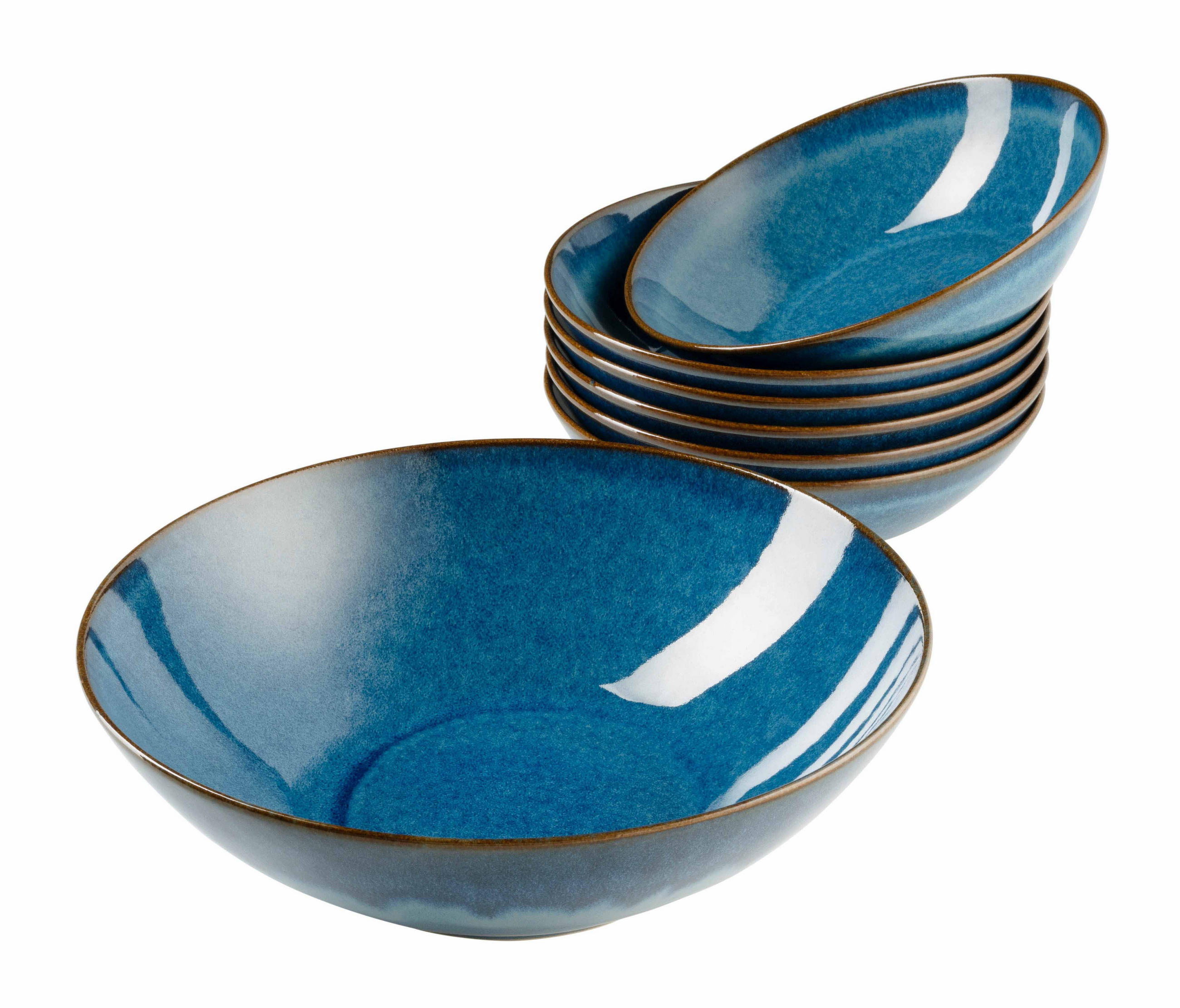 SALATSET  Ossia 7-teilig  - Blau, Basics, Keramik (35,5/36,5/31,5cm) - Mäser