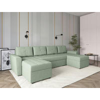 WOHNLANDSCHAFT TERMOLI Mintgrün Jacquard  - Schwarz/Mintgrün, Design, Kunststoff/Textil (155/296/155cm) - MID.YOU