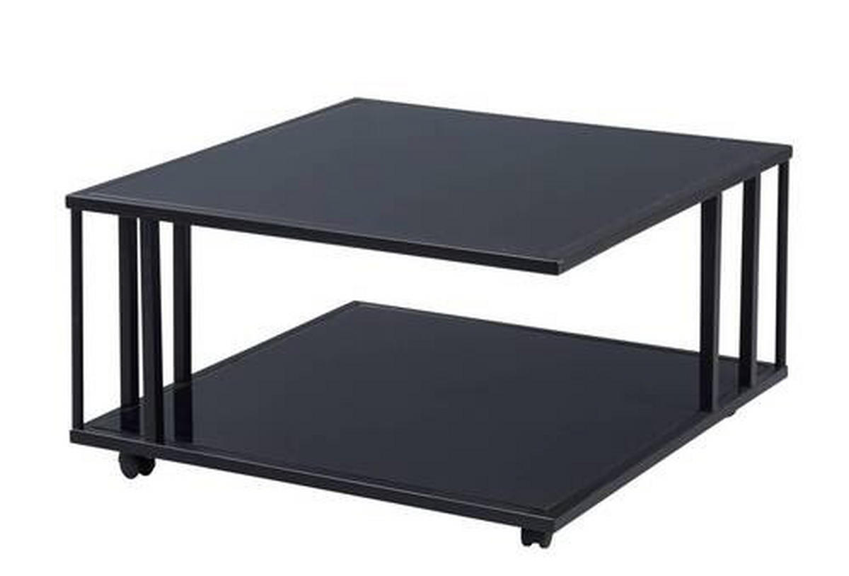 KONFERENČNÍ STOLEK, černá, kov, sklo, 75/75/41 cm - černá, Konvenční, kov/sklo (75/75/41cm) - Livetastic