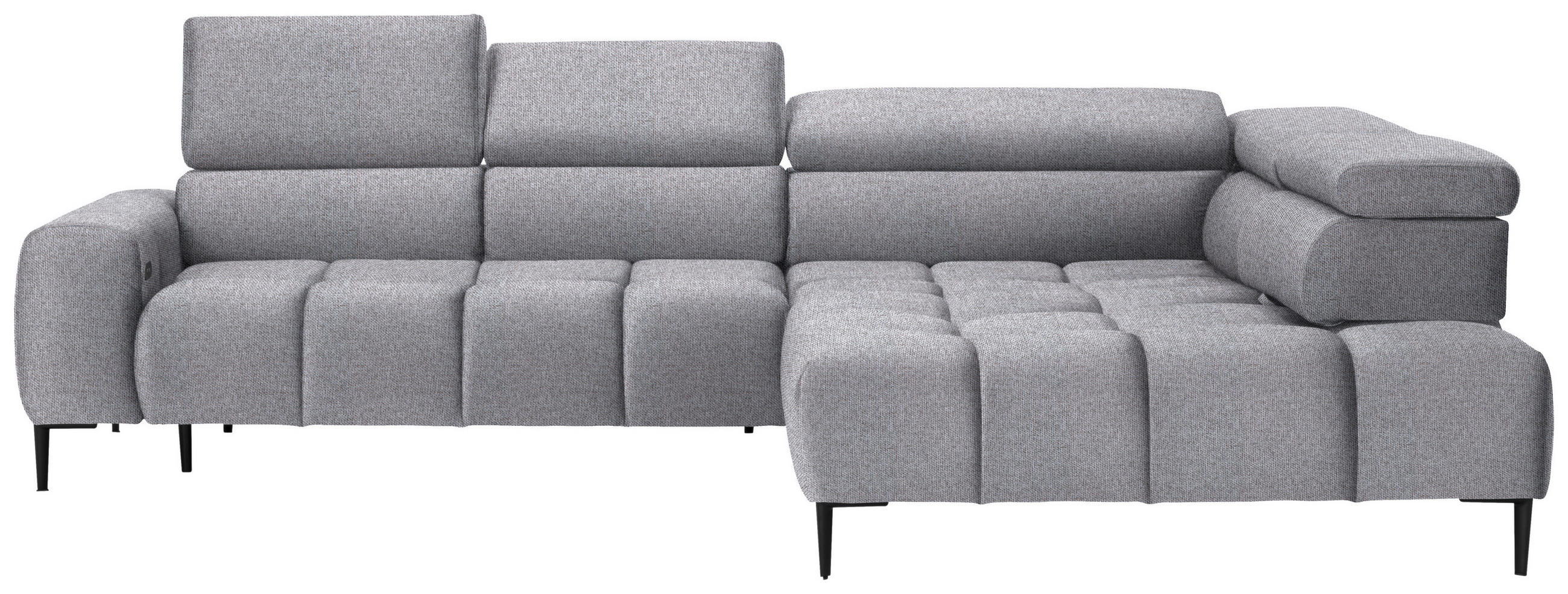 ECKSOFA in Webstoff Grau  - Schwarz/Grau, Design, Textil/Metall (300/216cm) - Welnova