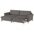 ECKSOFA in Flachgewebe, Leinenoptik Taupe  - Taupe/Schwarz, Design, Textil/Metall (170/242cm) - Xora