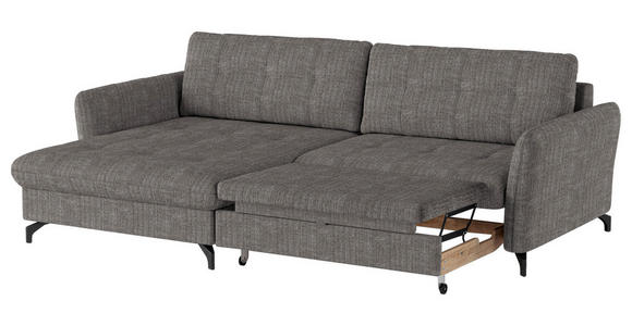 ECKSOFA in Flachgewebe, Leinenoptik Taupe  - Taupe/Schwarz, Design, Textil/Metall (170/242cm) - Xora