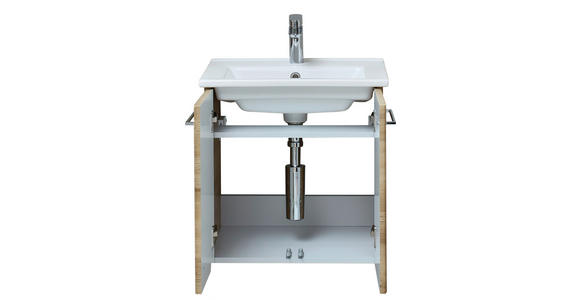 WASCHTISCHKOMBI 55 cm  - Chromfarben/Eichefarben, KONVENTIONELL, Keramik/Holzwerkstoff (55cm) - Xora