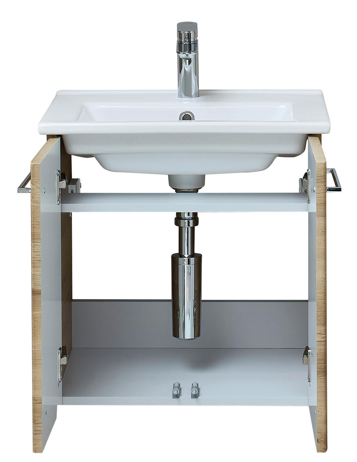 WASCHTISCHKOMBI 55 cm  - Chromfarben/Eichefarben, KONVENTIONELL, Keramik/Holzwerkstoff (55cm) - Xora