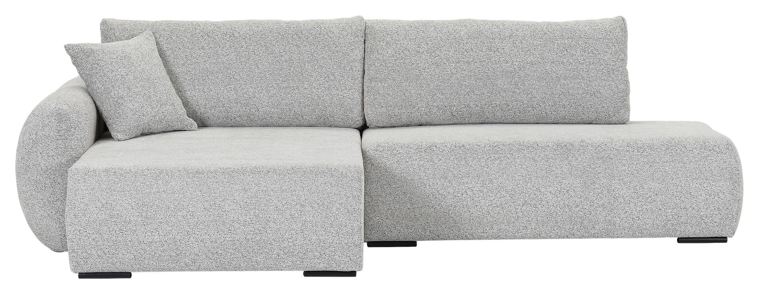 ECKSOFA Grau Flachgewebe Zierkissen, Rückenkissen, Bettkasten, Schlaffunktion, Rücken echt, Liegefläche im Originalstoff  - Schwarz/Grau, KONVENTIONELL, Kunststoff/Textil (145/260cm) - Carryhome