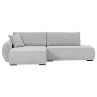 ECKSOFA Grau Flachgewebe Zierkissen, Rückenkissen, Bettkasten, Schlaffunktion, Rücken echt, Liegefläche im Originalstoff  - Schwarz/Grau, KONVENTIONELL, Kunststoff/Textil (145/260cm) - Carryhome